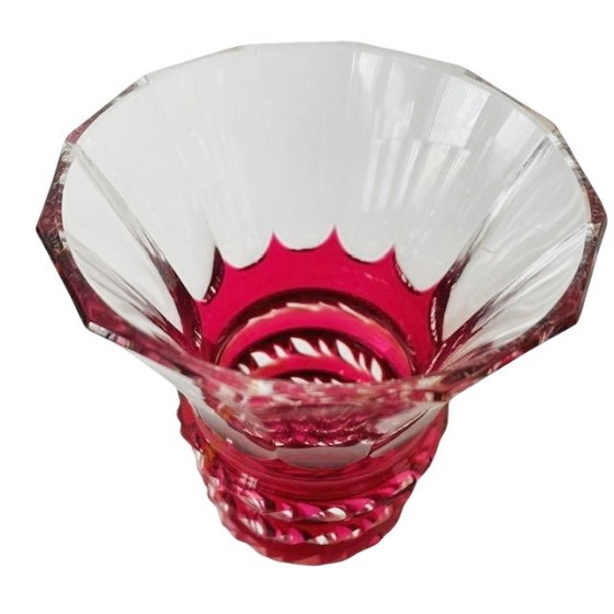 Image 1 of Jarrón de cristal Val Saint Lambert rojo transparente años 50
