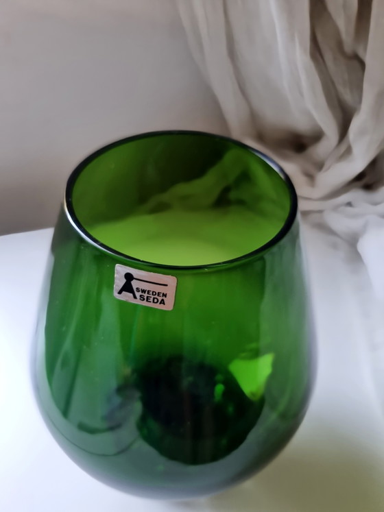 Raro calice vintage in vetro artistico verde svedese Åseda – scandinavo di metà secolo – aseda, Ciotole, Glass (photo 4 of 6)