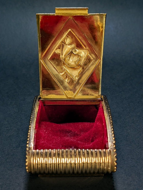 Art Deco Gilt Spelter Jewelry Box - 1950 – Decorative Objects, Metal, Velvet (photo 6 of 8)