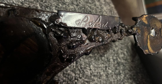 Image 1 of Grande scultura brutalista in ferro da parete di Henrik Horst