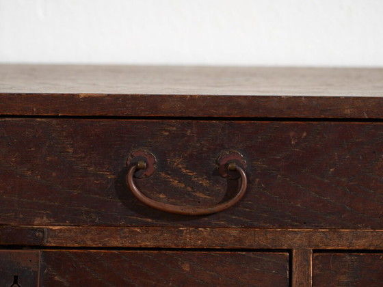 Antique Japanese Desk Chest with Three Drawers – Meiji / Taishō Period (c. ) (photo 40 of 40)