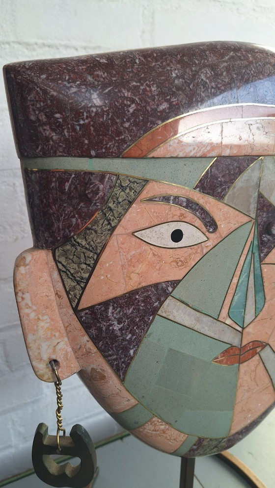 Image 1 of Abstract sculpture face stone/marble Joseph A. de Castro