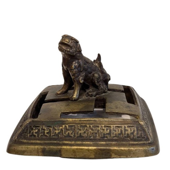 Antieke Chinese bronzen wierookbrander met draak en Foo Dog – 107 – Decoratieve objecten (photo 7 of 9)