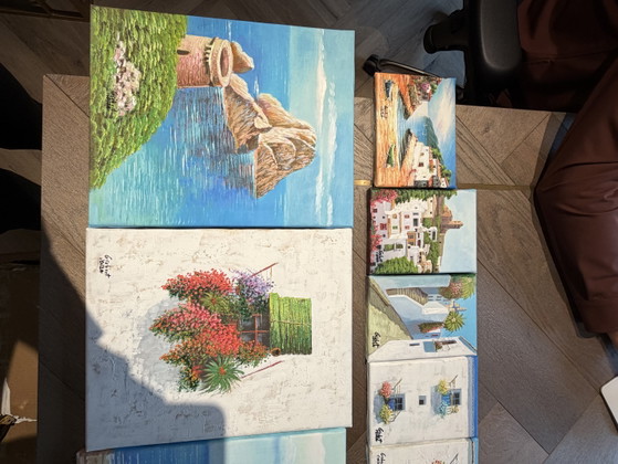 Set of Hand-Painted Ibiza Paintings – 11 Pieces – Paintings & Drawings, Canvas (photo 5 of 6)