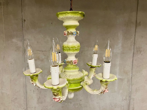 Image 1 of 🇮🇹 Lampadario in porcellana in stile Capodimonte