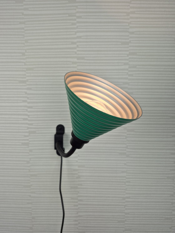 Image 1 of IKEA Snitt wall lamp. Vintage metal cone lamp, green.