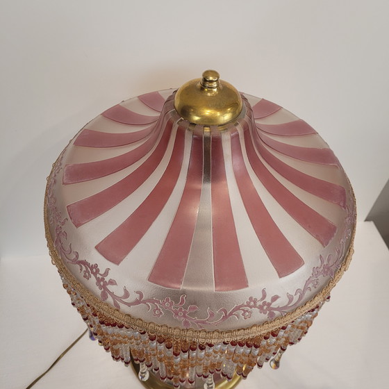 Image 1 of Lámpara De Mesa, Firmado Suberville, Art Nouveau, Vidrio Doblado Y Grabado Al Ácido, S. Xx – Francia