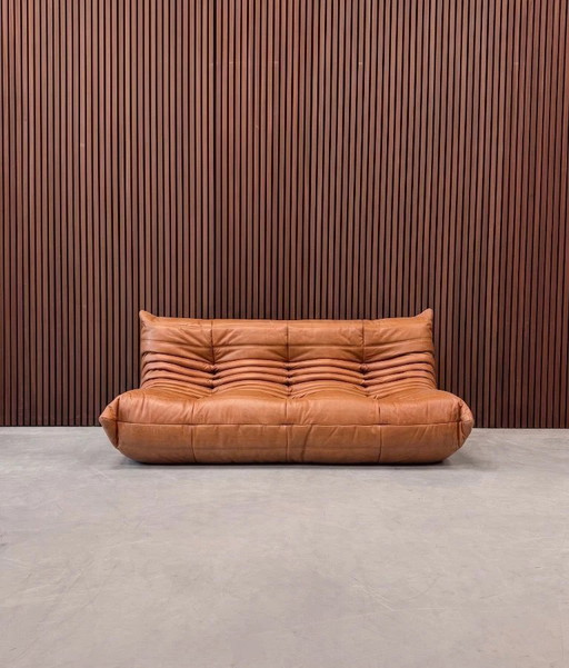 Divano a tre posti Ligne Roset Togo | Pelle color cognac – 3 5 zitsbanken, Leather