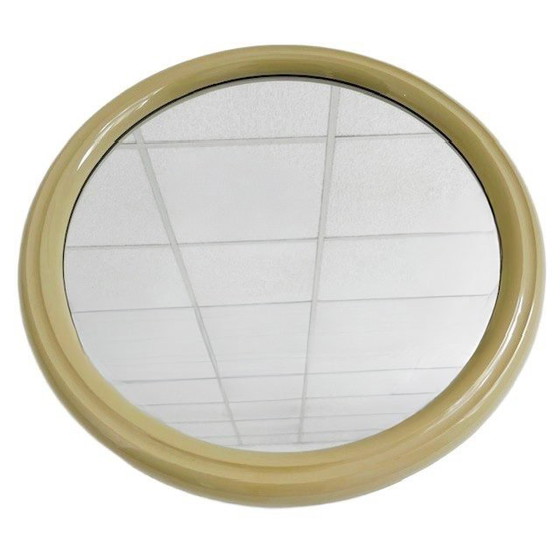 Image 1 of Vintage space age round mirror beige 1960's