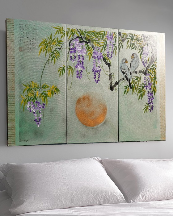 Image 1 of Japanese wisteria J359 - triptych - ready to hang