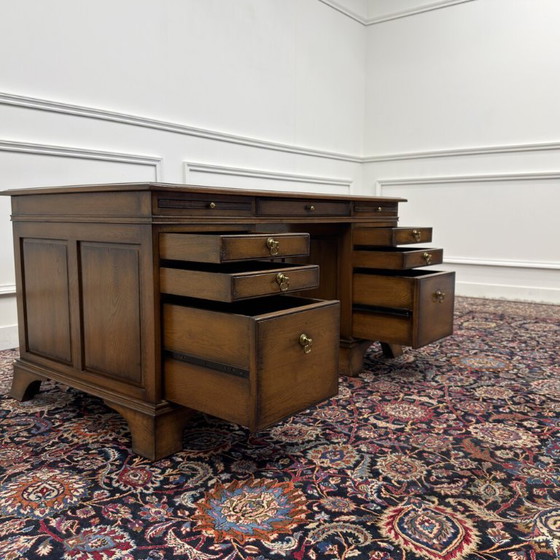 RAC Engels Chesterfield Bureau Groen Leder Eik – Royal Antique Collection, Leather, Wood (photo 13 of 20)