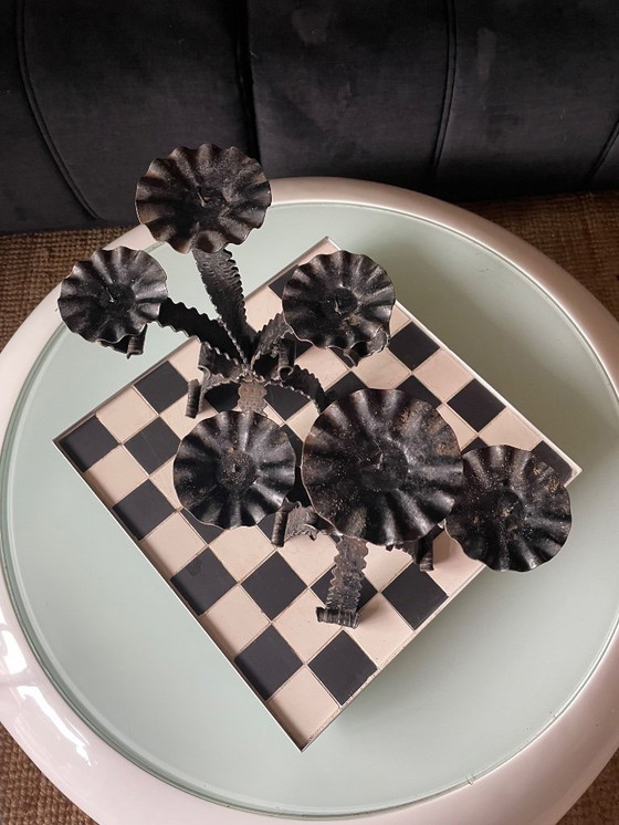 Image 1 of Pair of Brutalist candlesticks in wrought iron 1950