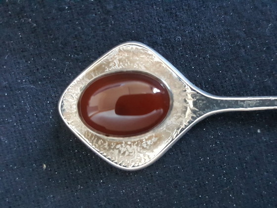 Image 1 of Pendant 1960s silver and red agate