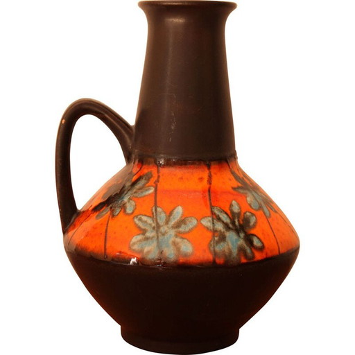 Vintage-Vase mit Henkel aus glasierter Keramik, Deutschland