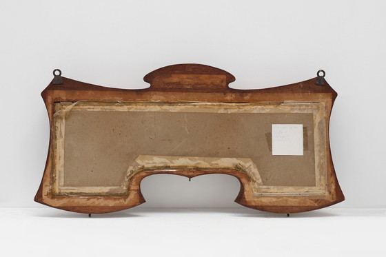 Image 1 of Art Nouveau Wall-Mounted Coat Rack with Framed Watercolors by Cassier, Belgium, 1905