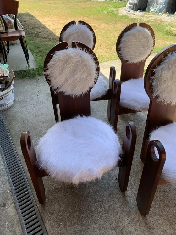 Vintage Dining Chair by Szedleczky, 1970s set of 4, Brown, Mid Century Modern (photo 9 of 9)