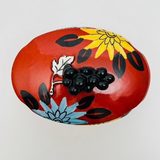 Image 1 of Art Deco collectible porcelain box by Aladin France model R12, rare 1920-30 handpainted box