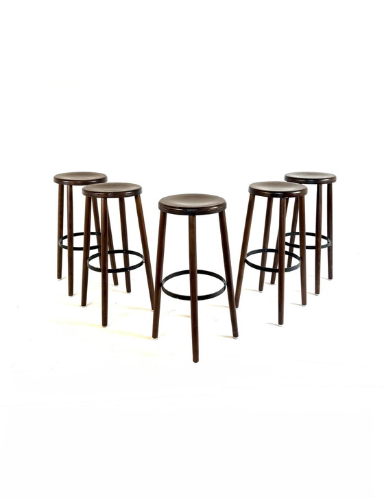 Image 1 of 5x vintage Brutalist bar stools '70