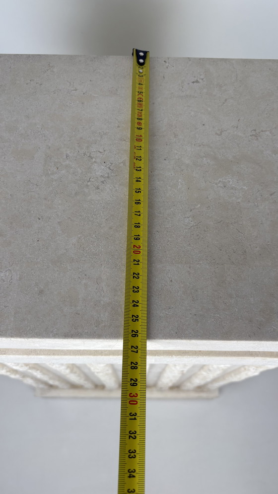 Image 1 of Vintage large Roman column / pillar beige cream plant table