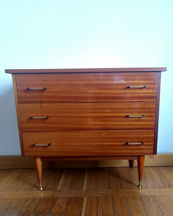 1950s mid-century vintage splayed leg chest of drawers – Wood (photo 4 of 22)