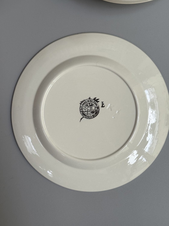 Image 1 of Set di 12 piatti da dessert o da colazione vintage Boch Frères - anni '40