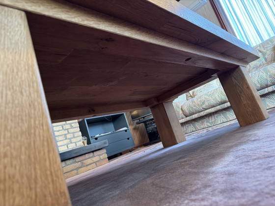 Image 1 of Grote massief eikenhouten salontafel Oisterwijk (Brutalistisch)