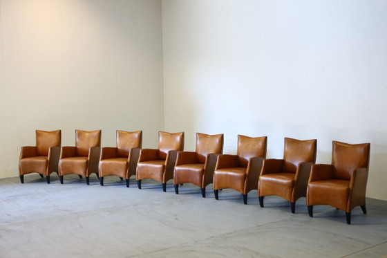 Image 1 of 8x Model Bergere Bart van Bekhoven for Artistiek Breda sheepskin dining chairs