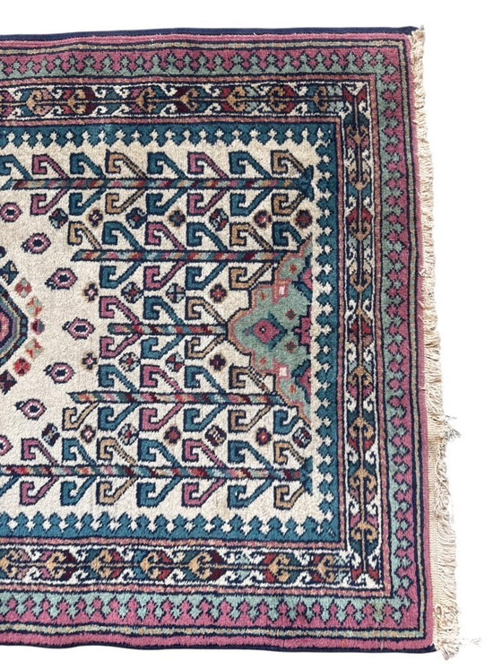 Image 1 of Handgeknoopte Kazak loper wit 73x315cm