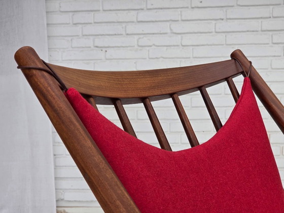 1960s Danish rocking chair by Frank Reenskaug, model 182, reupholstered. – Wood, Wool (photo 17 of 18)