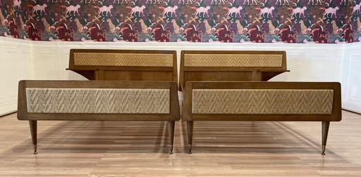 Pair De Lits Rotin Design 1950