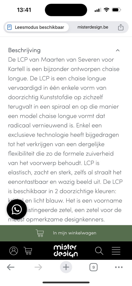 Image 1 of LCP Chaiselongue von Kartell von Maarten Van Severen