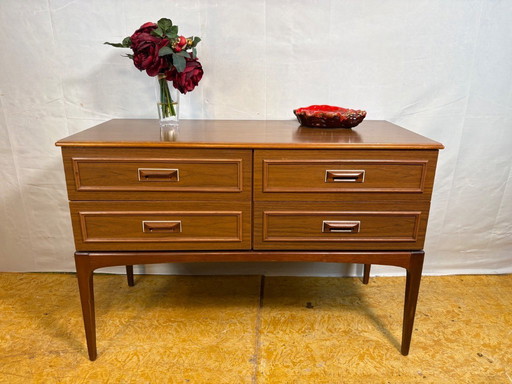 Mid-Century Retro Vintage Sideboard by Europa Furniture 1960 Four Drawers • Solid Legs • Compact & Stylish Storage A stylish m