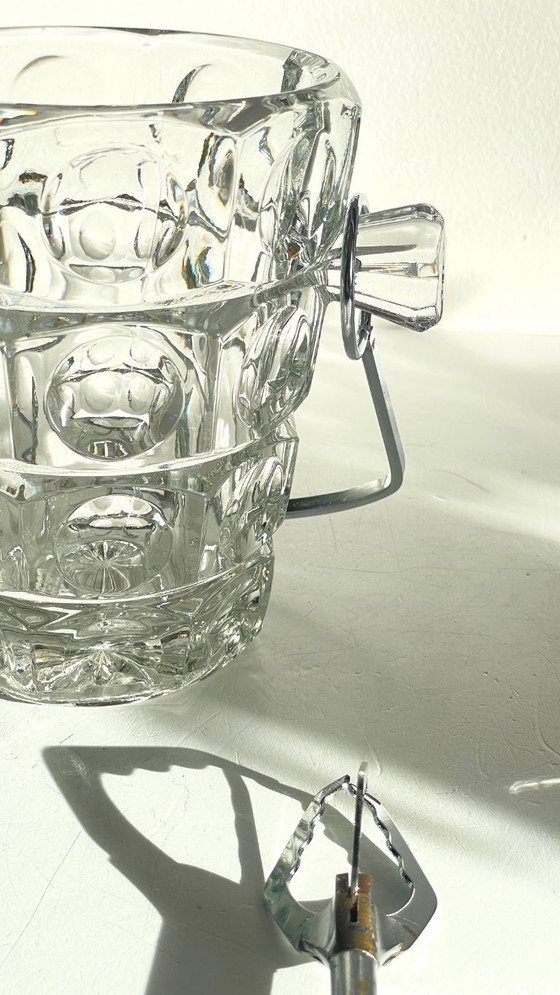 Image 1 of SEAU à Glace Cristal Ciselé et PINCE Vintage