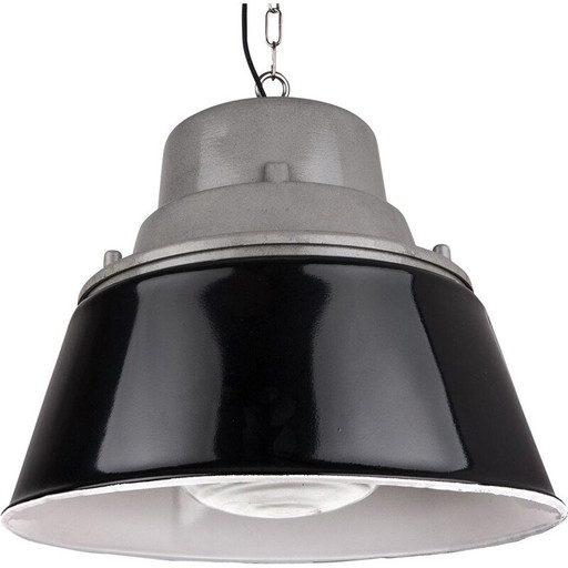 Lampada industriale vintage con vetro prismatico dalla Polonia, anni '70