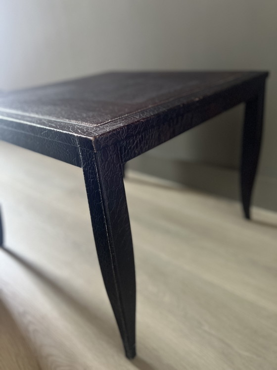 Image 1 of Klassieke leren bijzettafel - aangeschaft bij Mulberry.
