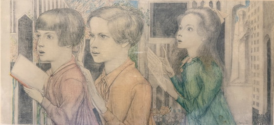 Jan Toorop 1858-1928 / Originele Lithografie - Het Offer 1927 – Litho's & Zeefdrukken, Paper, Wood (photo 5 of 10)