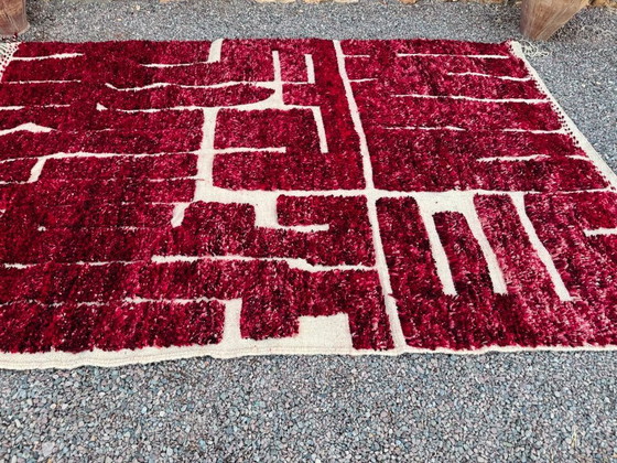 Alfombra Beni Ourain de 300 × 200 cm – Alfombra marroquí de lana hecha a mano con diseño geométrico en color (photo 6 of 6)