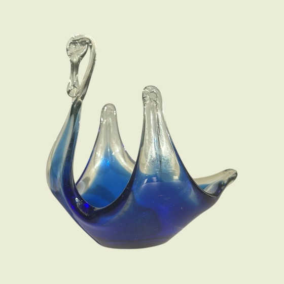 Image 1 of Murano Swan - G. Savarese - Blue/Clear Glass - Italy - Handmade