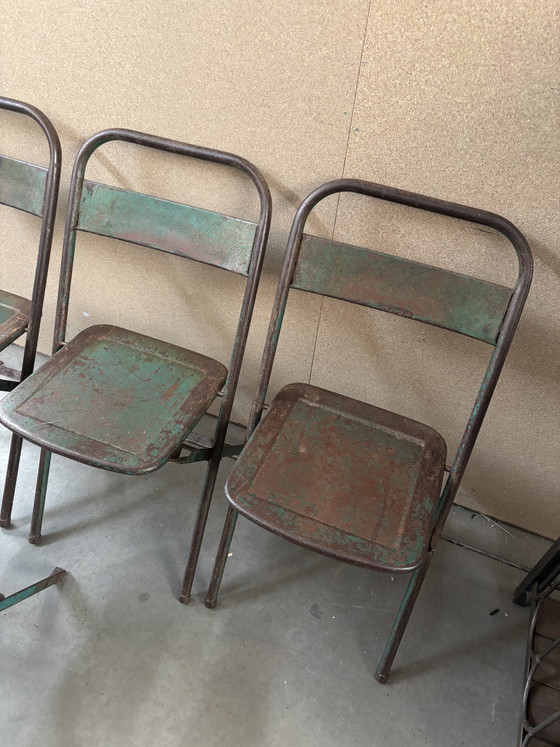 Image 1 of Vintage Brocante metal folding chairs / chairs
