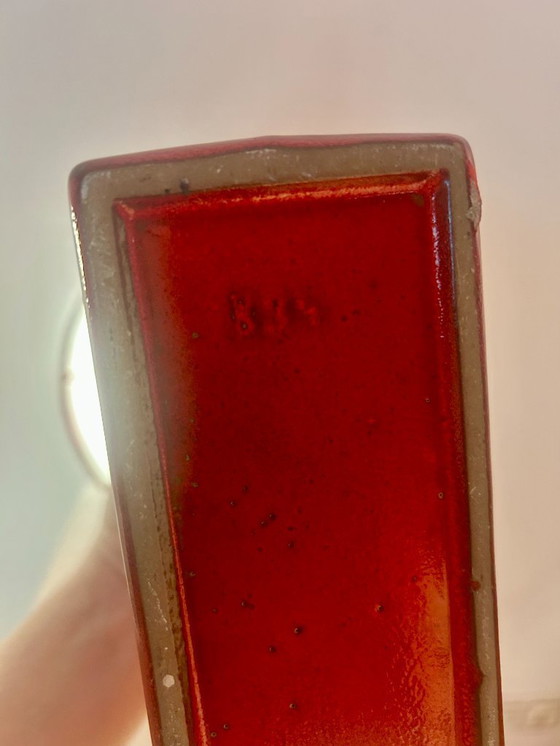 Image 1 of Außergewöhnliche Vasenlampe aus seltener Marei-Kaminvase – kabellose Akzentlampe mit japanischem Stoffschirm