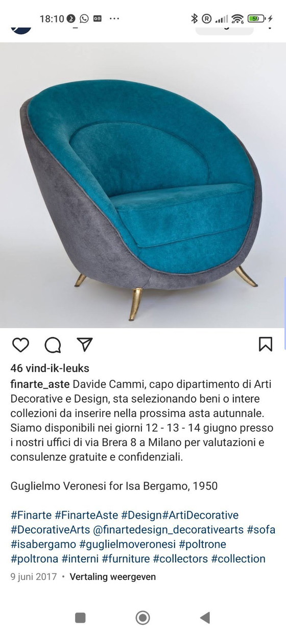 Image 1 of XL easy chair ISA Bergamo attr. Guglielmo Veronesi 