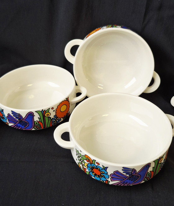 Image 1 of 6 tazze da zuppa + piattini Acapulco Villeroy & Boch con logo V&B blu