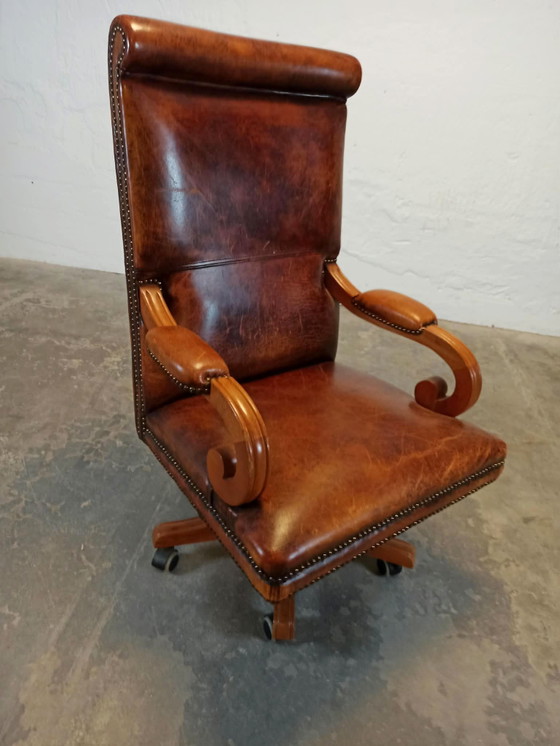 Fauteuil de capitaine pivotant en cuir – Bois (photo 10 of 15)