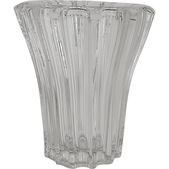 Image 1 of Vintage Art Deco molded glass vase by Pierre D'Avesn