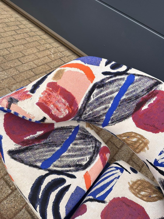 Image 1 of Artifort Ribbon chair by Pierre Paulin in fabric by Pierre Frey: La Toile du Peintre. In mint condition!! Condition: 10/10!