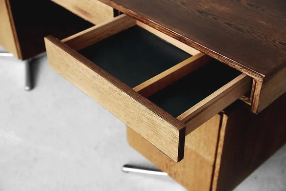 Image 1 of Großer deutscher brutalistischer Wenge-Schreibtisch