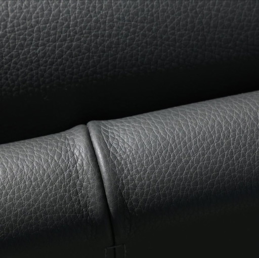 Leolux Bellice 3-Sitzer-Sofa inkl. Hocker, schwarzes Leder