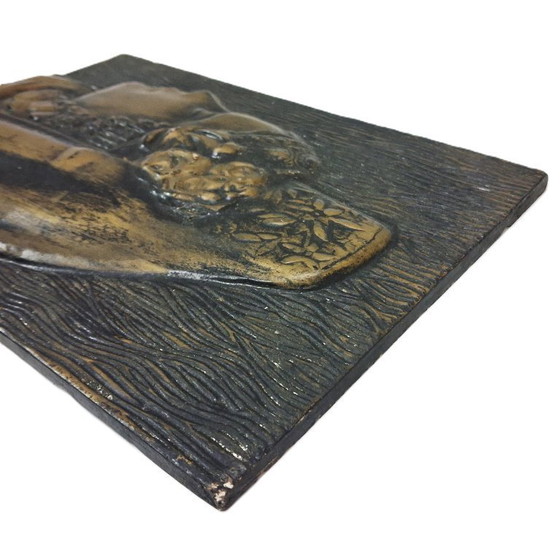 Image 1 of Decorazione murale in bassorilievo in gesso vintage 29x21 cm