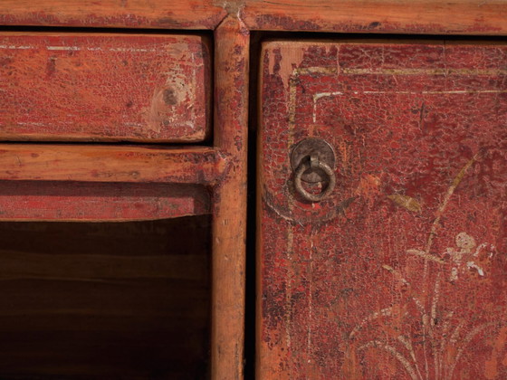 Ancien meuble bas long en bois de pin peint – Chine, circa 1930 – Vaisseliers, Iron (photo 38 of 40)