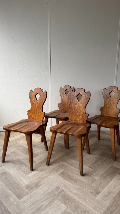 Comfortable brutalistische eiken stoelen